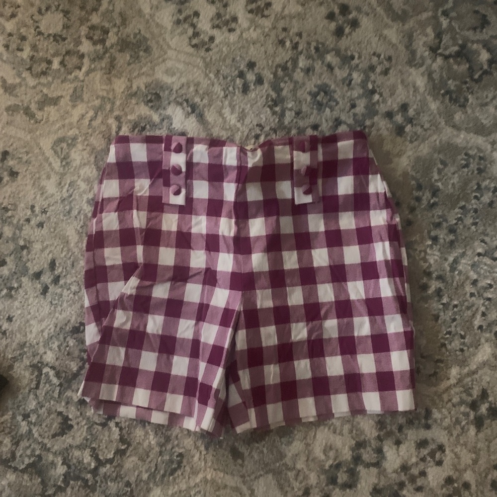 Cato size 10 purple buffalo plaid shorts